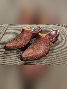Overland Women's Marie Red Leather Mules Size 8